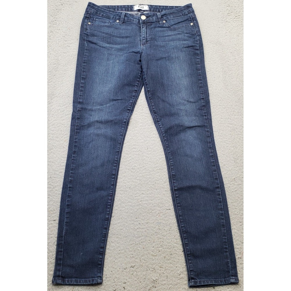 Paige Peg Jeans Womens 31 Blue Denim Stretch Super Skinny Leg Grunge Streetwear